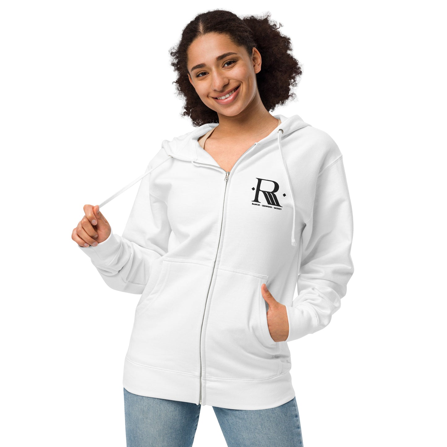 Ranch Reining Rodeo Logo Unisex Fleece Zip Up Hoodie